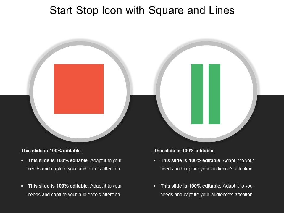960x720 Start Stop Icon With Square And Lines Powerpoint Presentation
