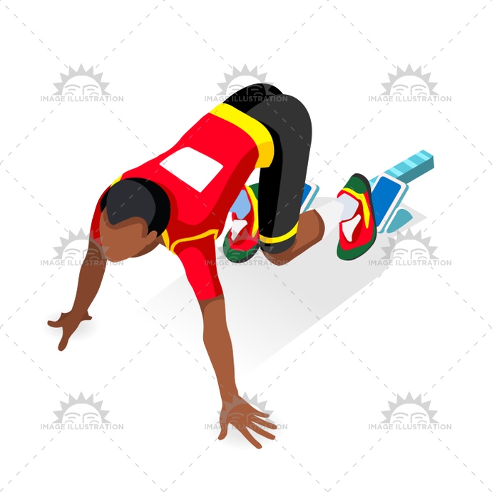 Running Starting Line Sports Isometric Vector Image 690x690 Running Starting Line Sports Isometric Vector Image