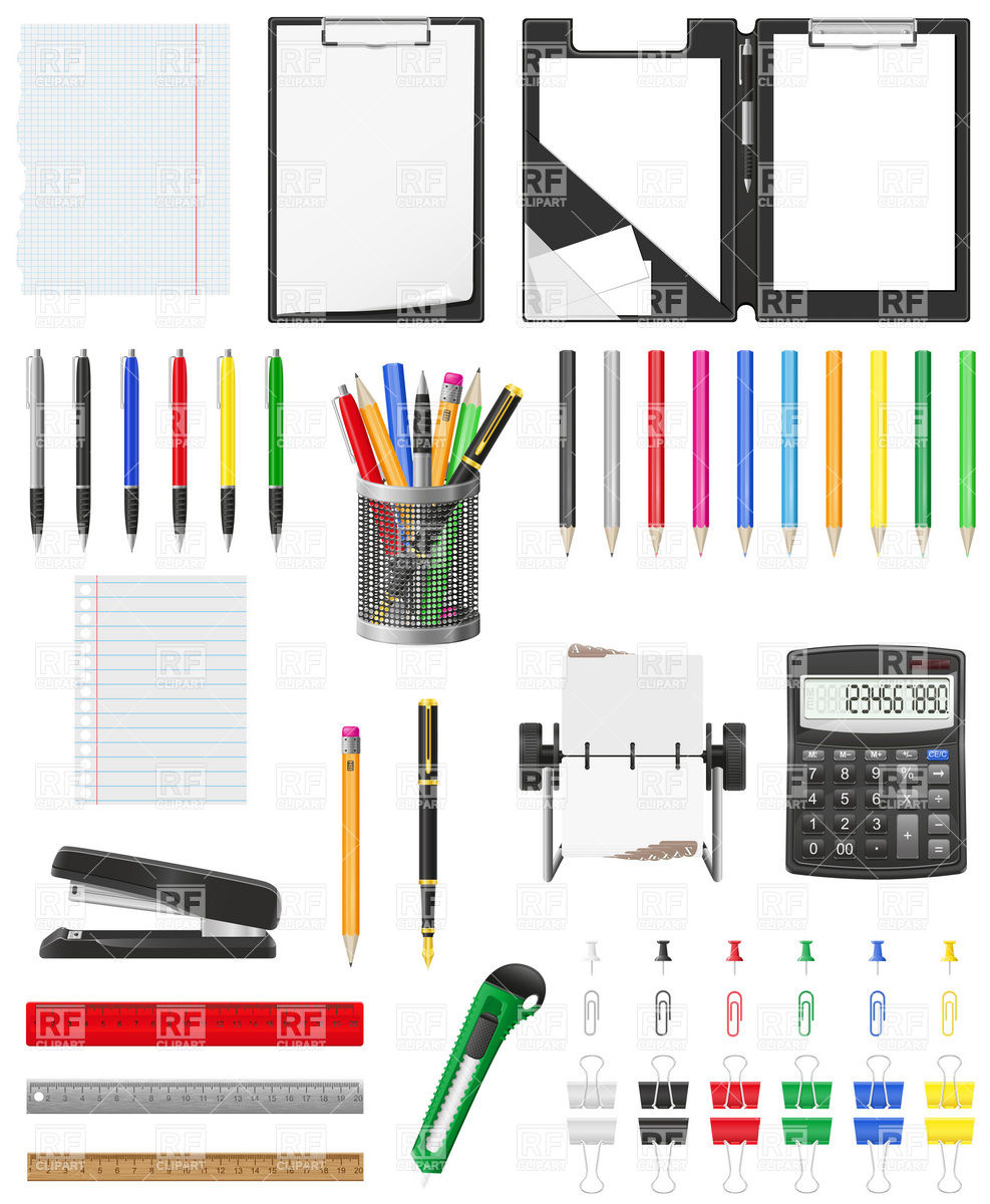 987x1200 Stationery Icons Set Vector Image Of Objects Konturvid