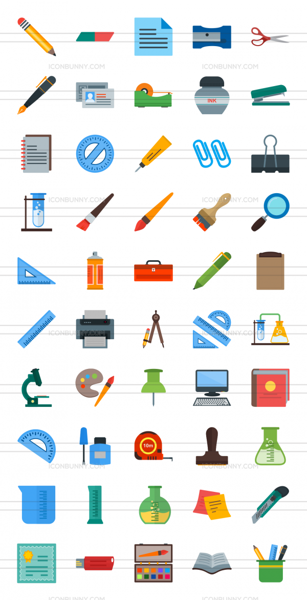 600x1171 Stationery Flat Multicolor Icons