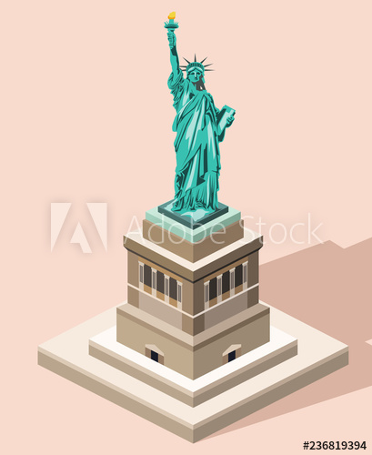409x500 Vector Isometric Icon Of Statue Of Liberty With Flat Style