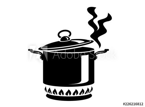 500x370 Cooking Saucepan With Steam Icon, Simple Style