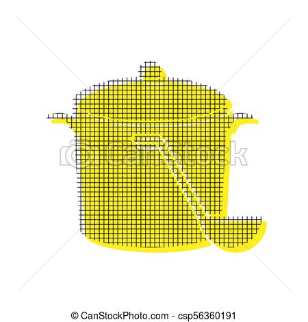 450x470 Pan With Steam Sign Vector Yellow Icon With Square Pattern