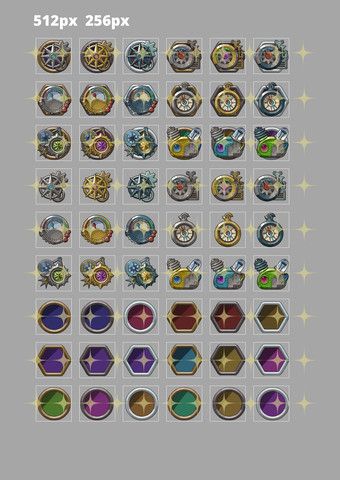 340x480 Steampunk Emblem Icon Set Pack