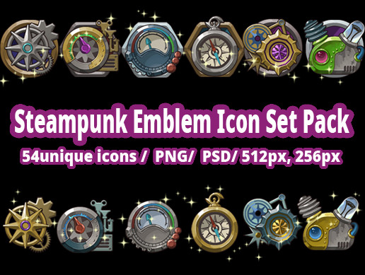 516x389 Steampunk Emblem Icon Set Pack