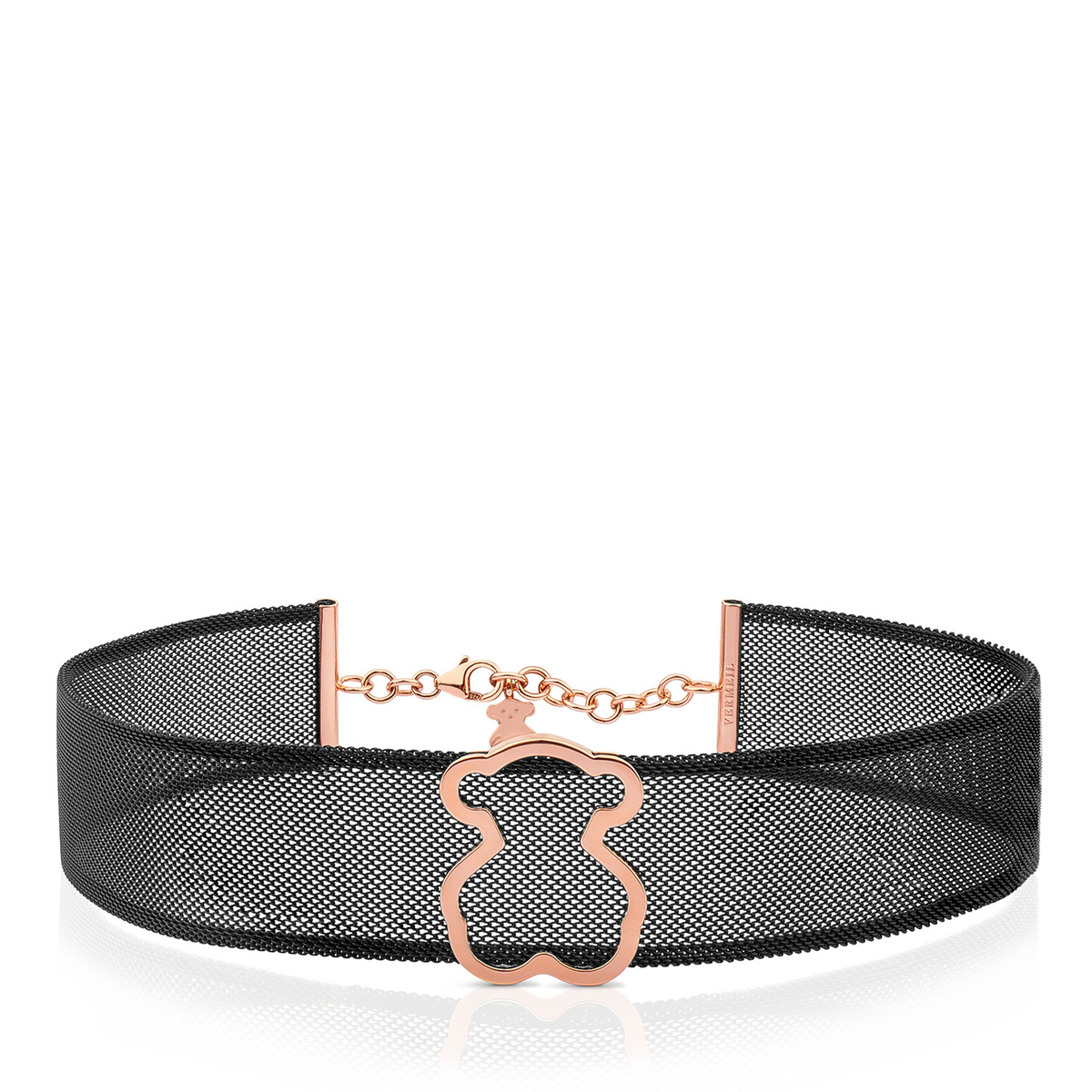 1200x1200 Rose Vermeil Silver And Steel Icon Mesh Necklace