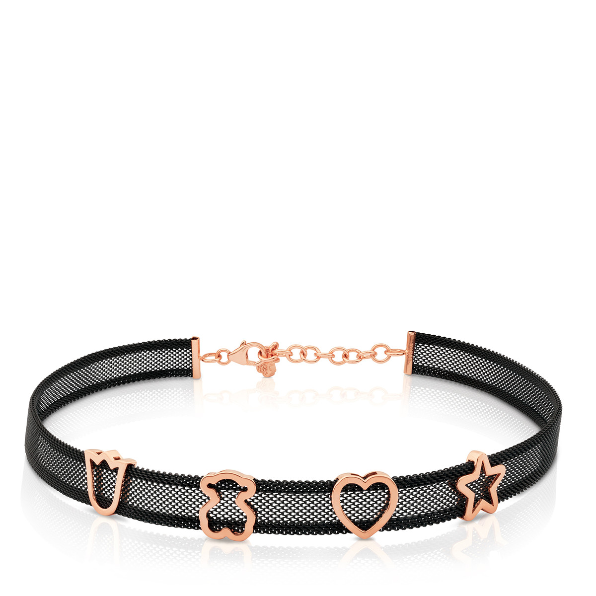 1200x1200 Rose Vermeil Silver And Steel Icon Mesh Necklace