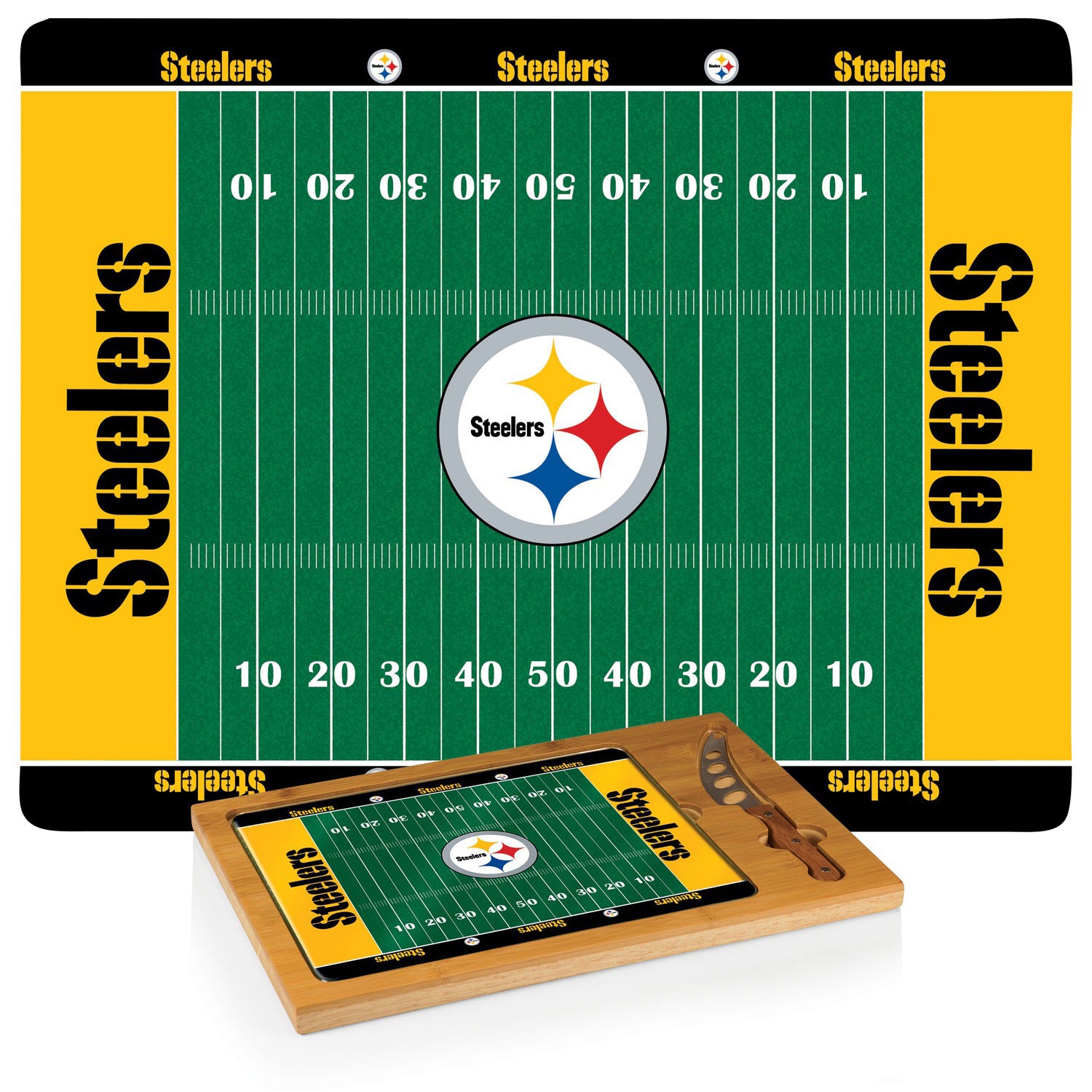 1500x1500 Nfl Pittsburgh Steelers Icon Cutting Board Tray Knife Set Pier