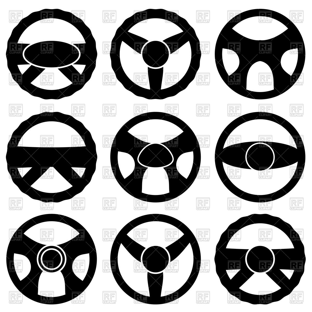 1200x1200 Steering Wheel Icon Collection Isolated On A White Background