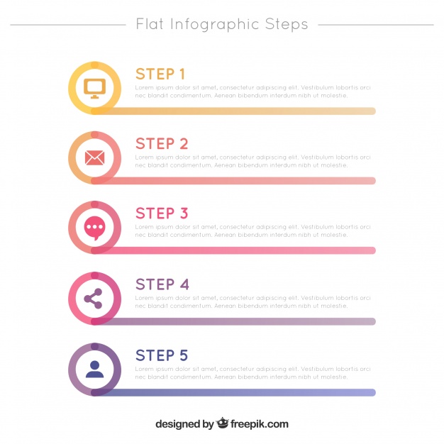 626x626 Flat Infographic Steps Template With Icons Vector Free Download