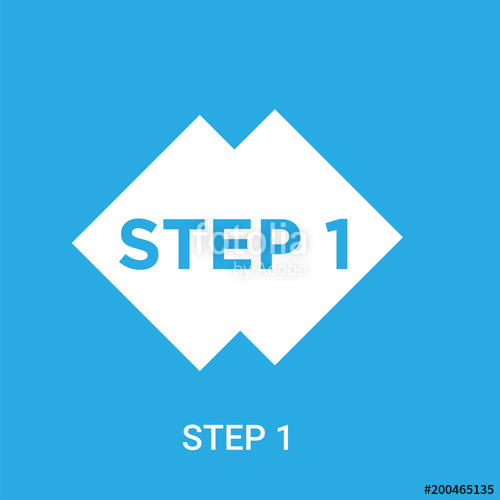 500x500 Step Icon On Blue Background, In White, Vector Icon Illustration