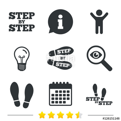 500x500 Step Icons Footprint Shoes Symbols Stock Image And Royalty Free