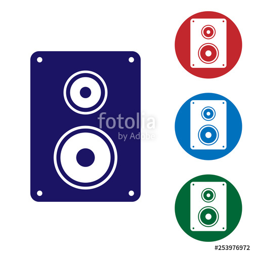 500x500 Blue Stereo Speaker Icon Isolated On White Background Sound