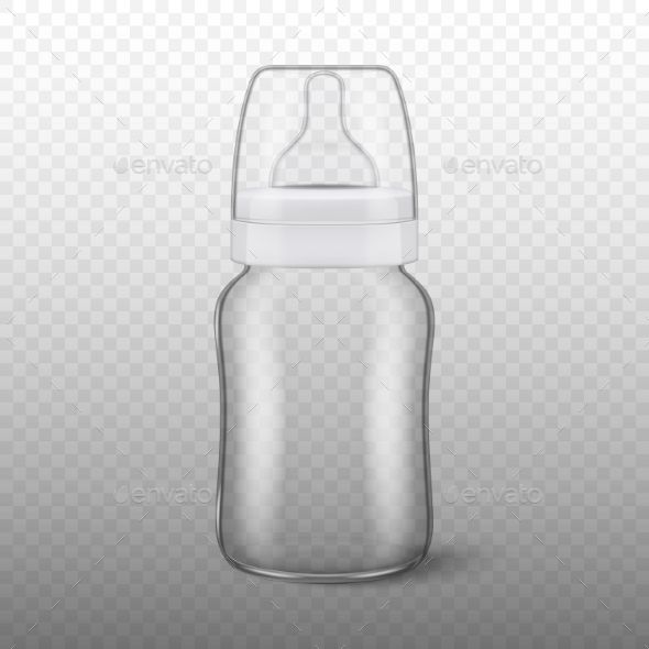 590x590 Vector Realistic Blank Baby Bottle Icon With Cap Closeup Isolated