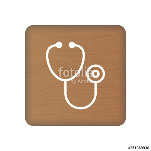 500x500 Stethoscope Icon On Wooden Blocks Isolated On A White Background