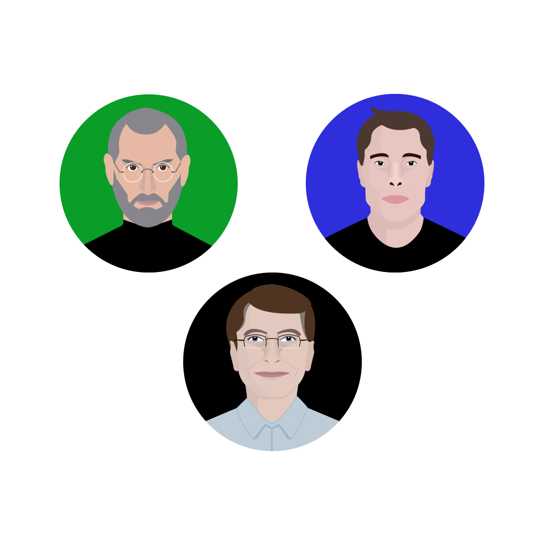 1080x1080 Steve Jobs, Elon Musk, Bill Gates Icon Set On Behance