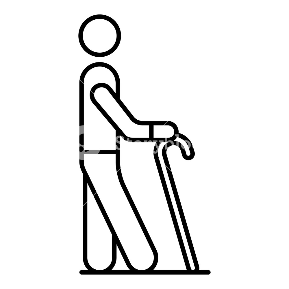 1000x1000 Senior Man Walk Stick Icon Outline Senior Man Walk Stick Vector