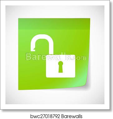 362x382 Sticky Note Icon With A Lock Pad, Art Print Barewalls Posters