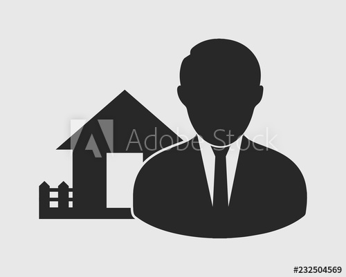 500x401 Real State Broker Icon Man Sign With House Symbol