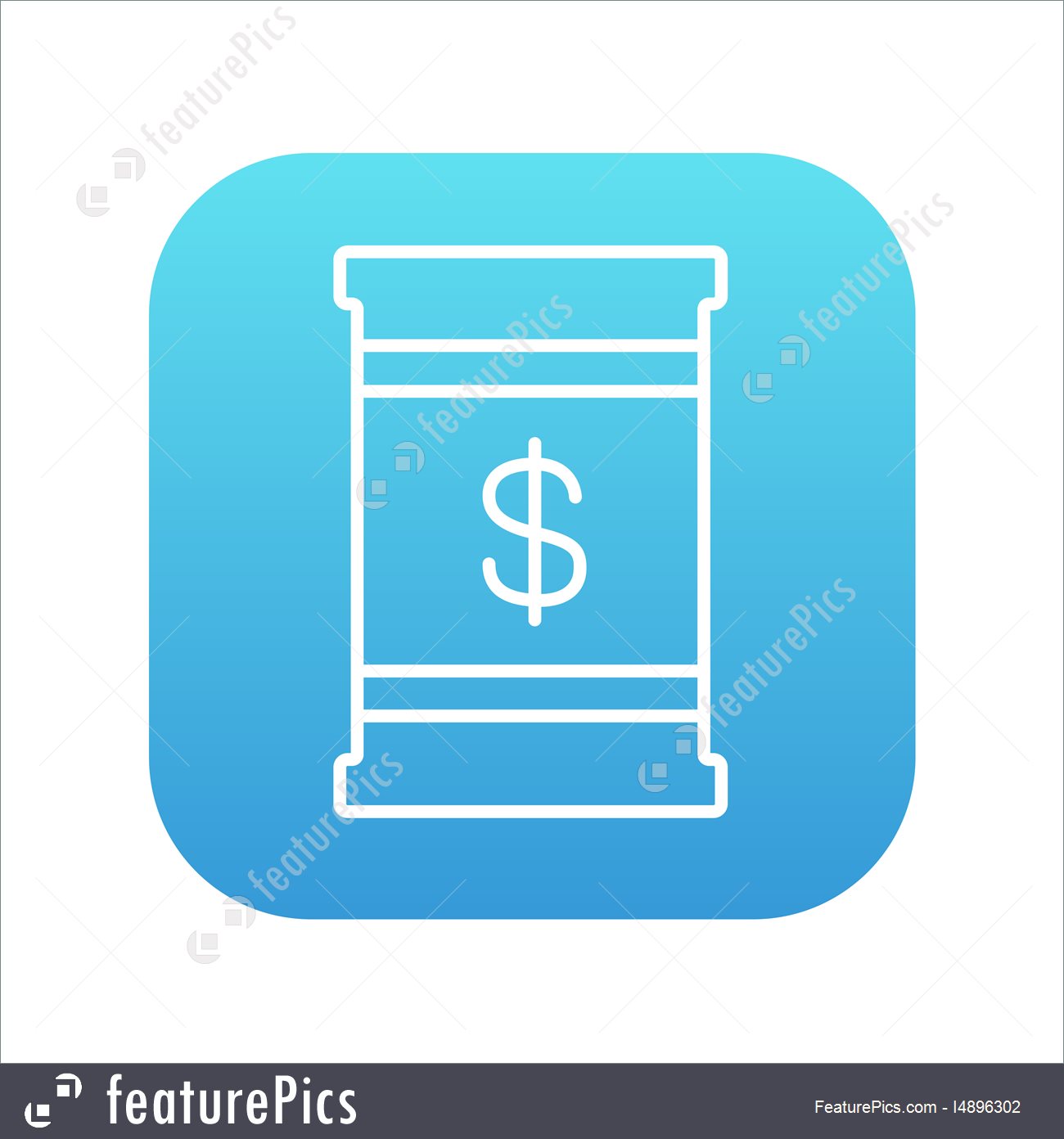 1300x1392 Barrel With Dollar Symbol Line Icon Stock Illustration