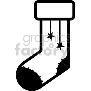300x300 Black White Christmas Stocking Vector Icon Clipart Royalty Free