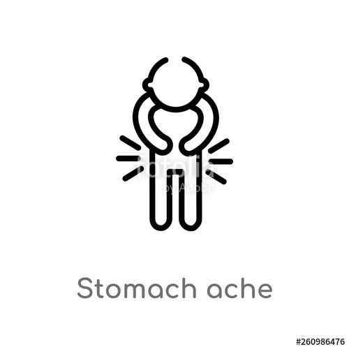 500x500 Outline Stomach Ache Vector Icon Isolated Black Simple Line