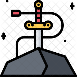 256x256 Sword In Stone Icon Of Colored Outline Style