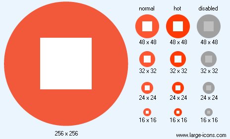 464x280 Stop Button Icon Image Large Flat Icons