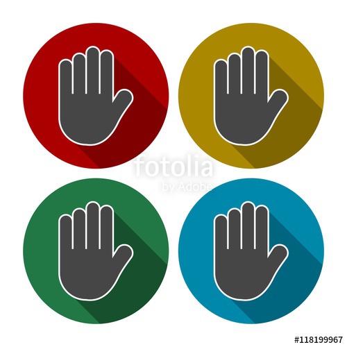 500x500 Stop Hand Icon, Hand Sign Icon, No Entry Or Stop Symbol Stock