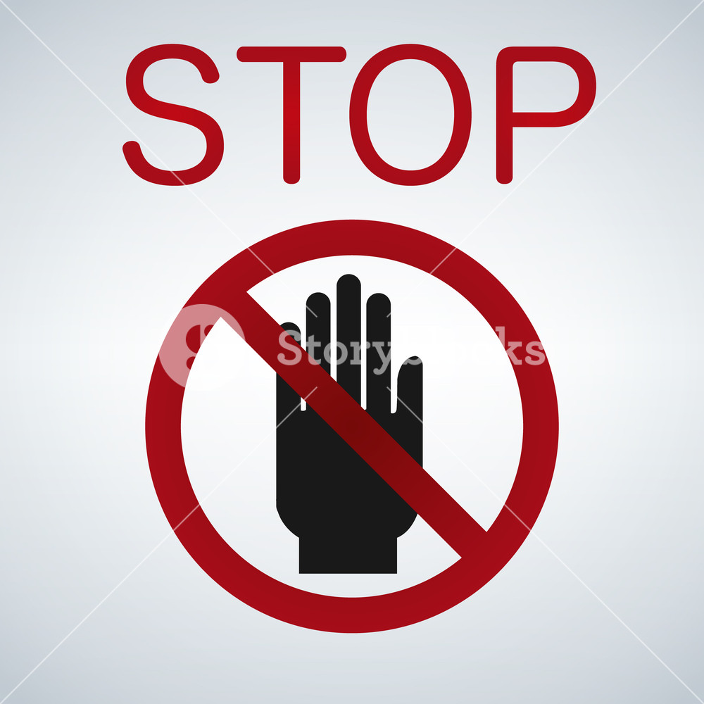 1000x1000 Stop Hand Icon Vector Illustration Isolated On Light Background