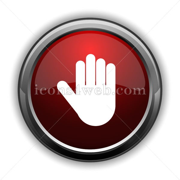 600x600 Stop Hand Icon Red Glossy Web Icon With Shadow
