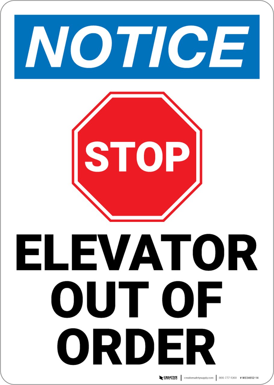 910x1280 Notice Elevator Out Of Order Stop Sign Icon Portrait