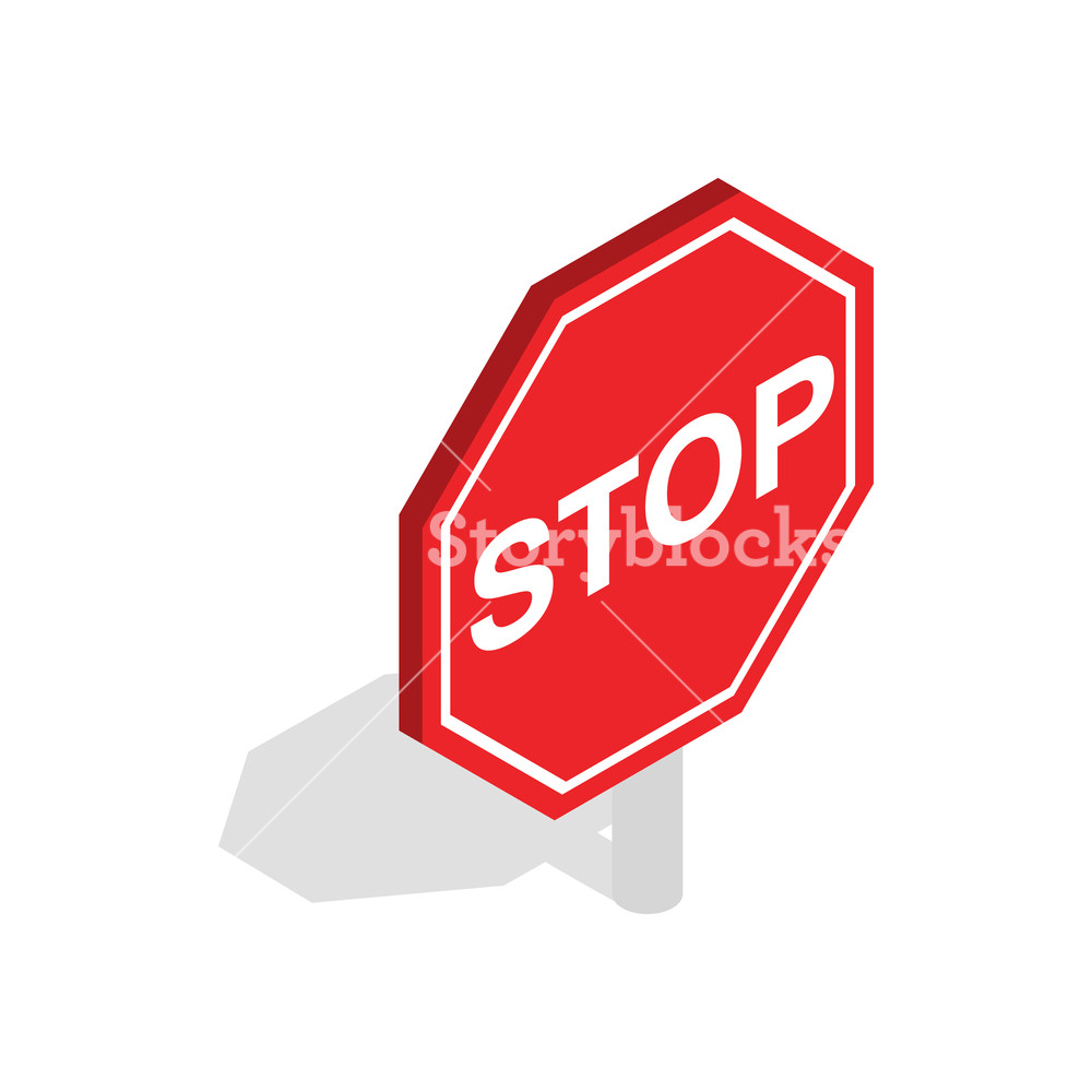 1000x1000 Red Traffic Stop Sign Icon In Isometric Style Isolated On White