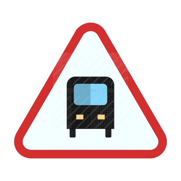 600x600 Bus Stop Sign Flat Multicolor Icon