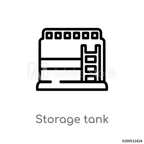 500x500 Outline Storage Tank Vector Icon Isolated Black Simple Line