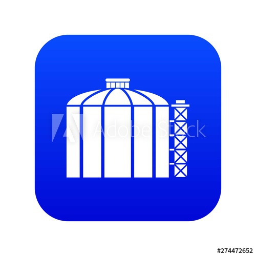 500x500 Oil Storage Tank Icon Blue Vector Isolated On White Background