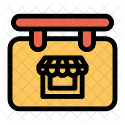 256x256 Sign Board Store Icon Of Colored Outline Style