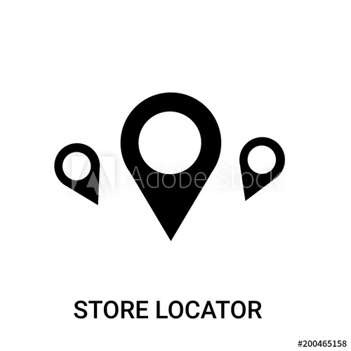 500x500 Store Locator Icon On White Background, In Black, Vector Icon