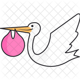 256x256 Stork Icon Of Colored Outline Style