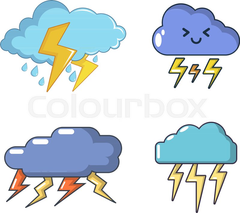 800x712 Storm Cloud Icon Set Cartoon Set Of Stock Vector Colourbox