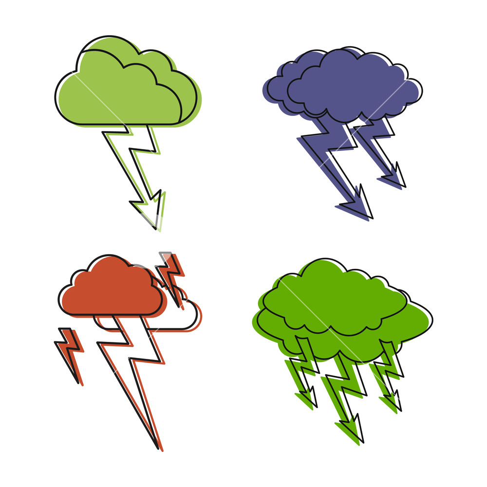 1000x1000 Storm Cloud Icon Set Color Outline Set Of Storm Cloud Vector