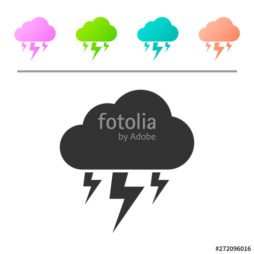 500x500 Grey Storm Icon Isolated On White Background Cloud And Lightning