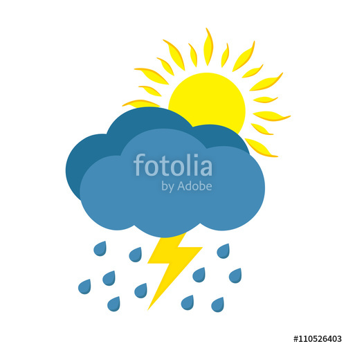 500x500 Sunny And Rainy Day With Storm Weather Icon Isolated On White