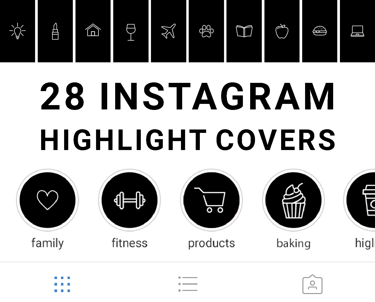 1550x1250 Pack Of Monochrome Instagram Story Highlight Icons These Black