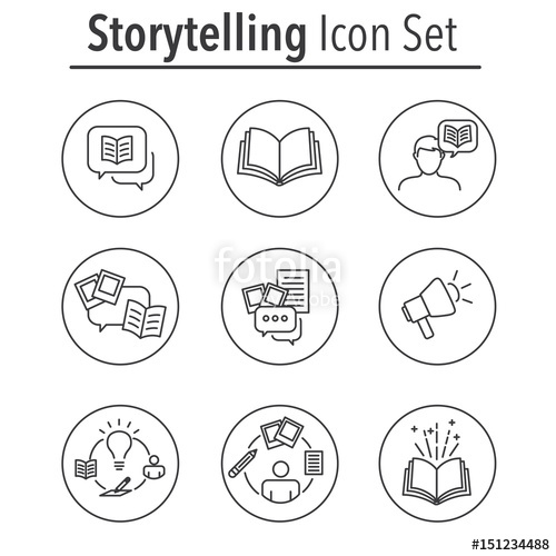 500x500 Storytelling Icon Set With Speech Bubbles Stock Image And Royalty