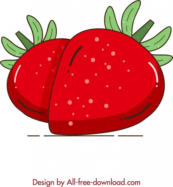 555x600 Fruit Painting Red Strawberry Icon Classical Design Free Vector