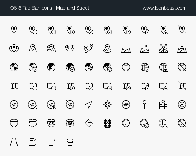 630x500 Map And Street Line Icons Ios Tab Bar Icons