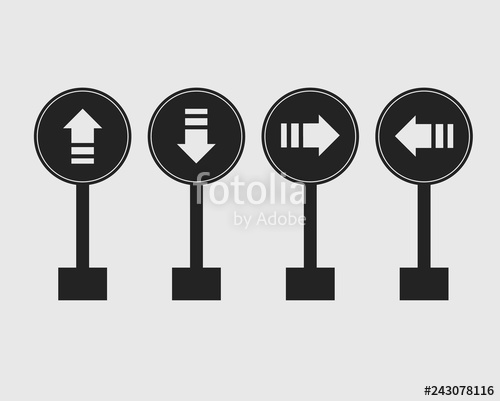 500x401 Rounded One Way Street Sign Icon On Gray Background Stock Image