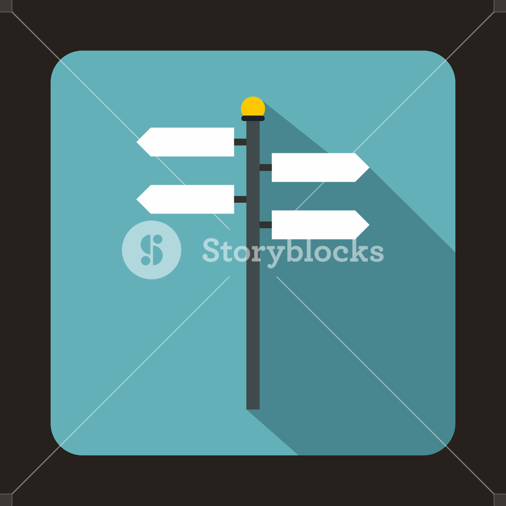 1000x1000 Street Sign Icon In Flat Style With Long Shadow Indication Symbol