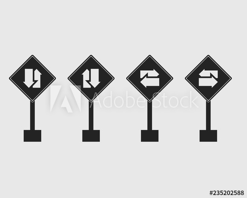 500x401 Ractangular Two Way Street Sign Icon With Gray Background